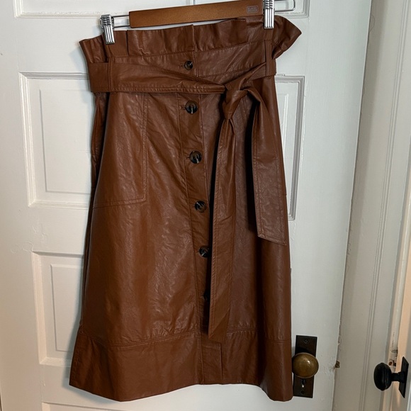 Who What Wear Brown Paper Bag Leather Skirt - Picture 1 of 4